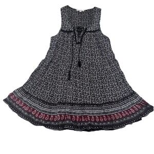 American Eagle Women's Medium Black Floral Paisley‎ Boho V-Neck Sleeveless Dress